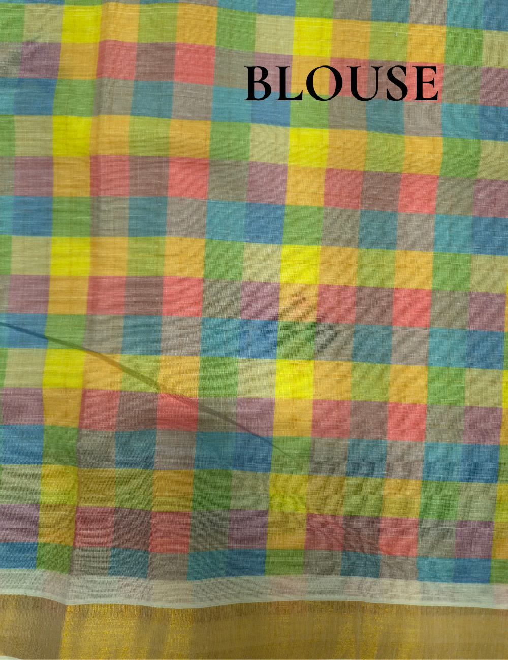 Kerala Kasavu Checked Cotton Saree – Off-White with Multicolour Madras Checks & Gold Zari