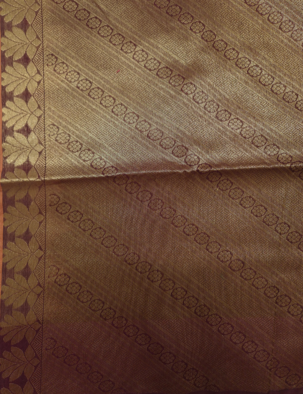 Premium Kota Silk Cotton Saree – Coral Peach | Beige Rich Gold Zari Woven Border