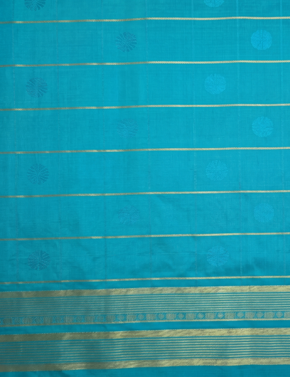 Premium Kanchi Semi Soft Silk Saree – Mint Green with Turquoise Blue Gold Zari Woven Border