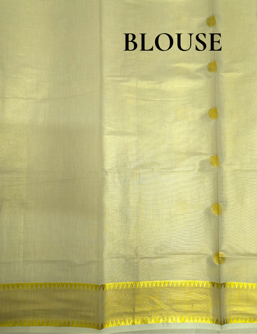 Kerala Kasavu Soft Tissue Saree – Off-White with Gold Buttas & Floral Zari Pallu