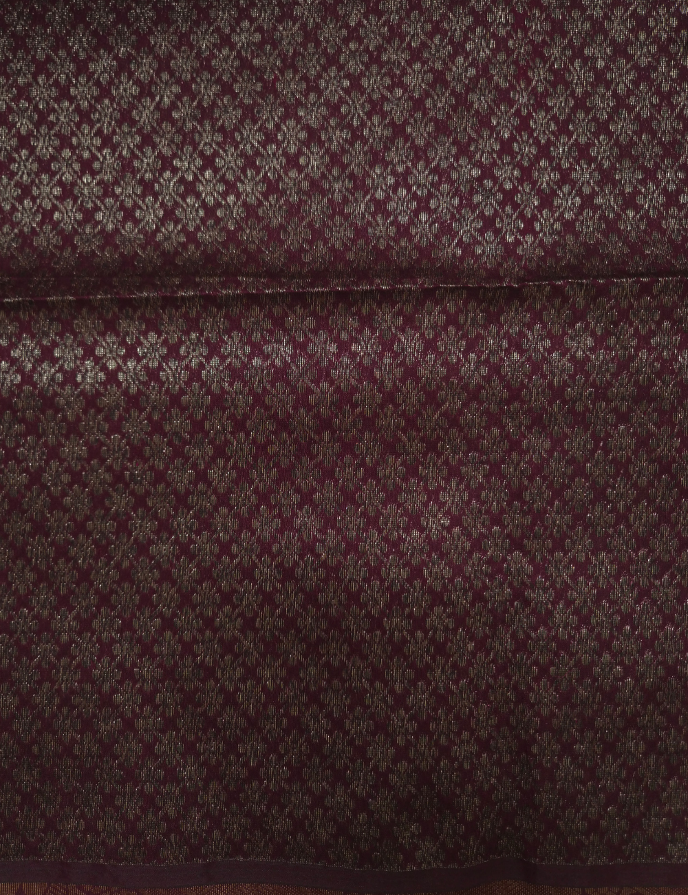 Premium Kota Silk Cotton Saree – Dark Wine | Beige Rich Gold Zari Woven Border