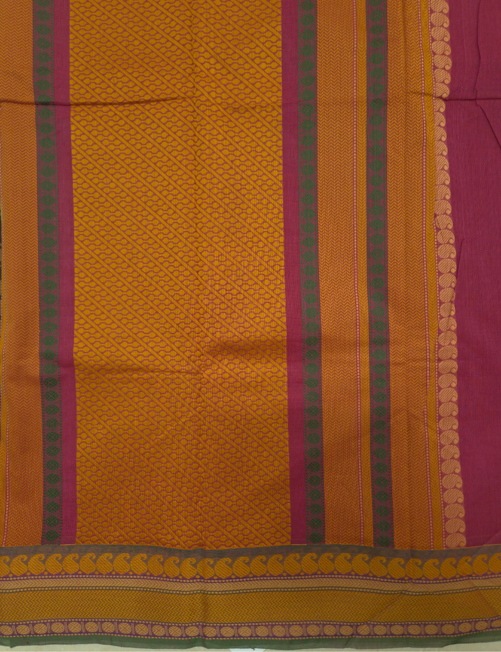 Pure 80s Kanchi Cotton Saree – French Rose | Mustard Thread Woven Border
