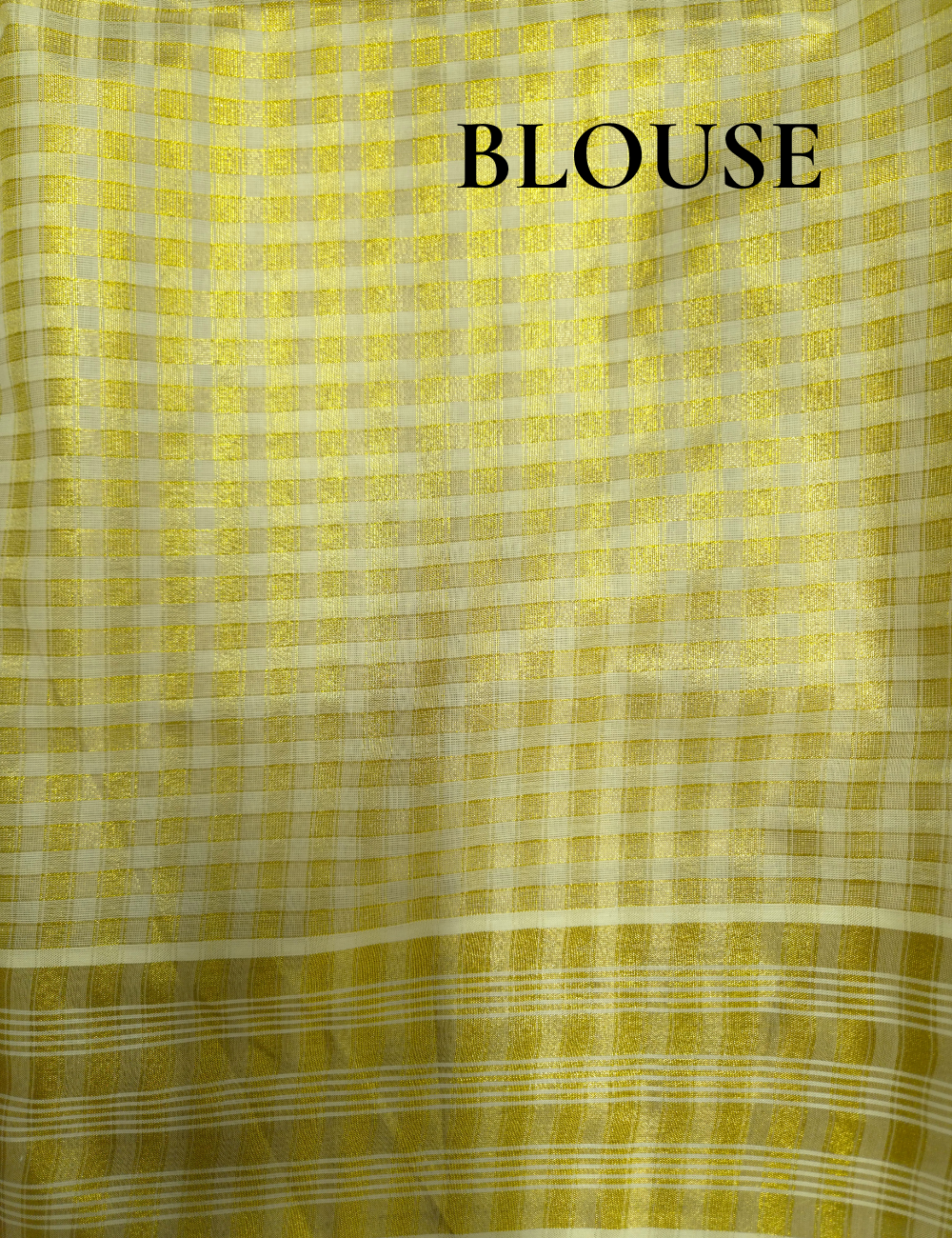 Kerala Kasavu Cotton Saree – Off-White | All-Over Checked Gold Zari Design