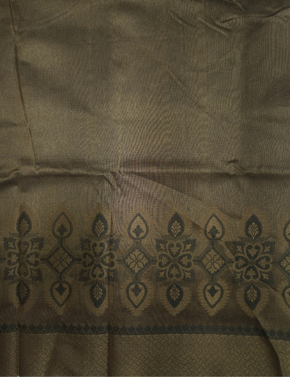 Fancy Silk Cotton Saree – Midnight Blue with Antique Gold Zari Woven Border
