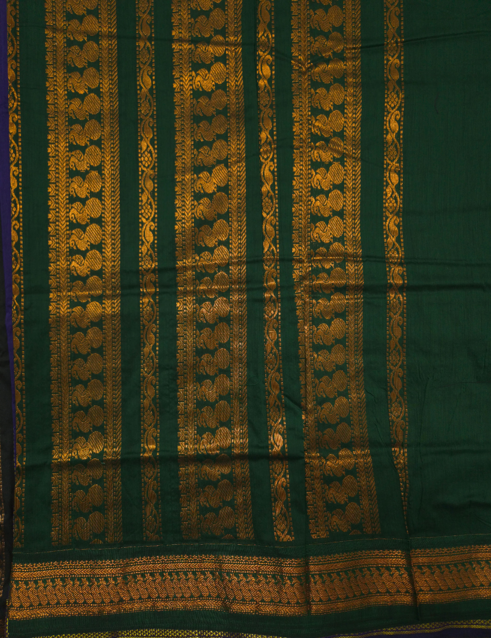Kalyani Cotton Saree – Maroon | Bottle Green Woven Border