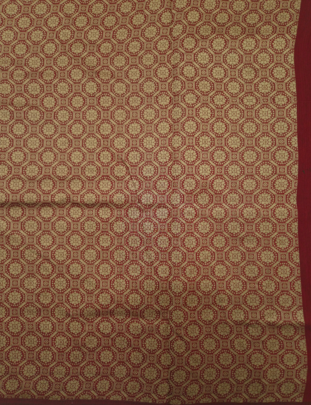 Premium Kota Cotton Saree – Crimson Red | Beige Thread Woven Border