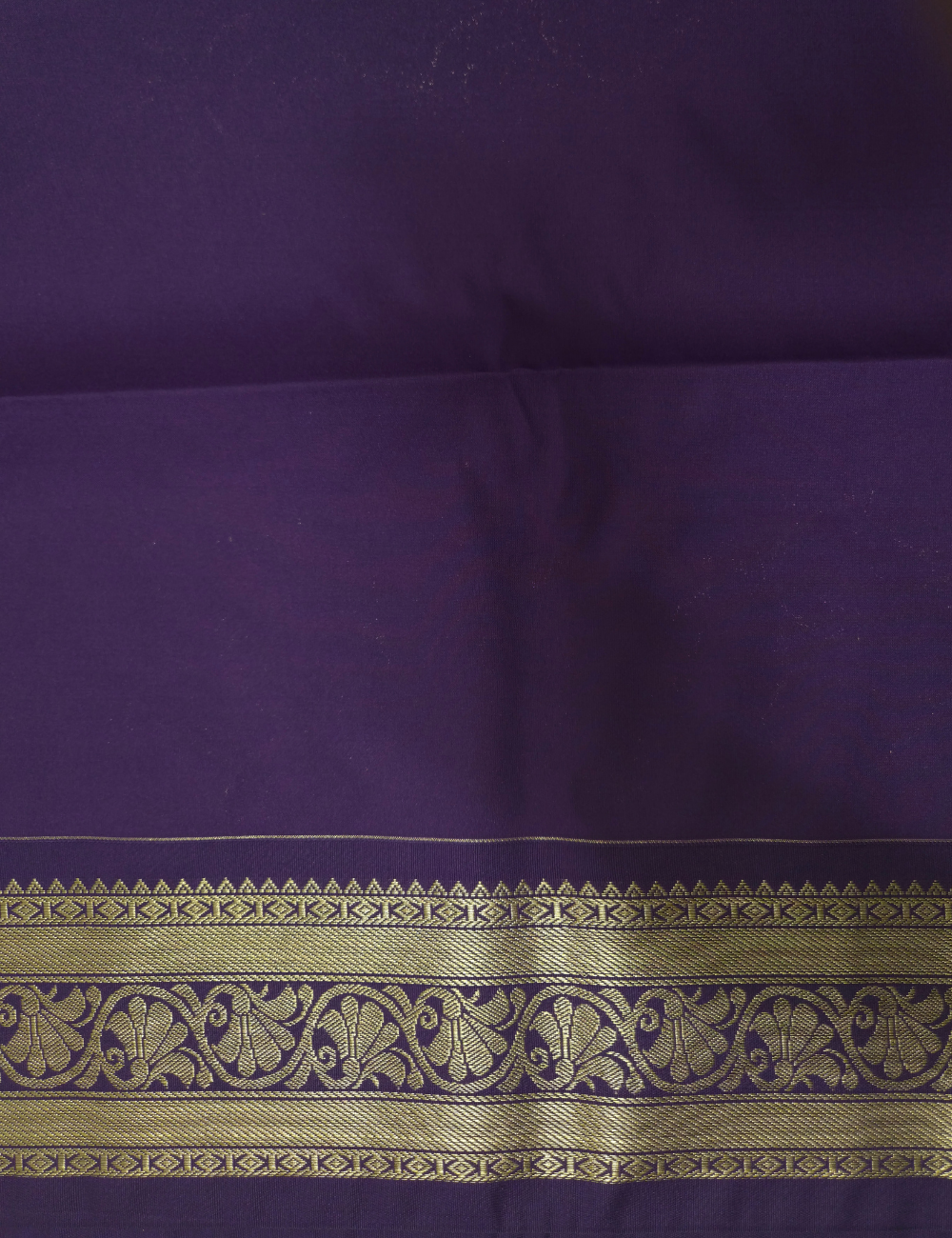 Premium Kanchi Semi Soft Silk Saree – Red Orange | Royal Purple Gold Zari Woven Border